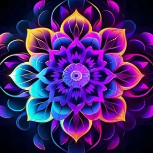 Fioletowo różowa mandala na ciemnym tle          40x50