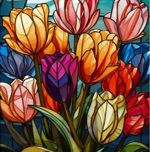 Witraż z tulipanami                                              30x40