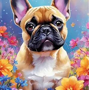 Buldog Francuski w kwiatach                               30x40